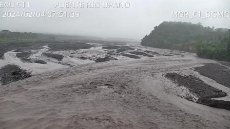 El Ecu 911 Macas monitorea un incremento gradual de caudal en el río Upano, este 4 de febrero del 2024.