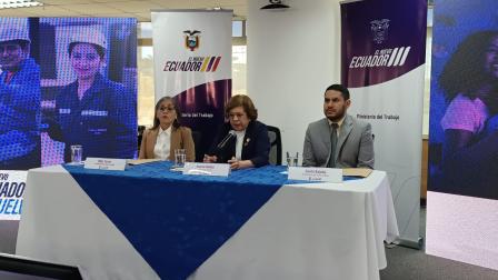 Ministra de Trabajo, Ivonne Núñez, en rueda de prensa este 13 de agosto de 2024.