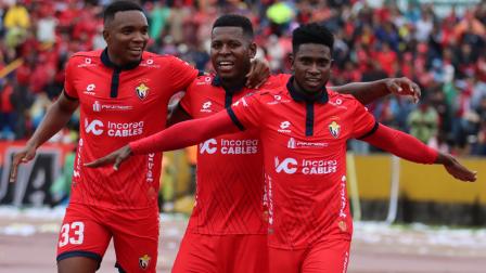 El Nacional celebra un gol ante Mushuc Runa, por la Copa Ecuador, el jueves 31 de octubre de 2024.