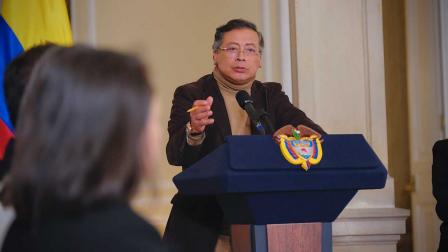 El presidente de Colombia, Gustavo Petro, en una conferencia el 22 de abril de 2025.