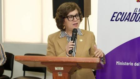 Ministra de Trabajo, Ivonne Núñez, en un evento con la academia, el 28 de agosto de 2025.