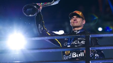 El piloto de Red Bull, Max Verstappen, celebra su victoria en el Gran Premio de Fórmula 1 de Las Vegas, el domingo 23 de noviembre de 2025.