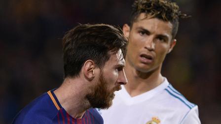 Cristiano Ronaldo y Lionel Messi en el clásico español, el 6 de mayo de 2018.