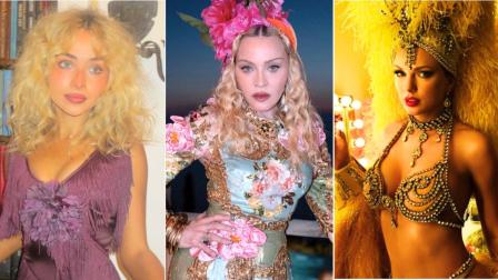 Composición gráfica de Sabrina Carpenter (izq), Madonna y Taylor Swift, en imágenes difundidas en redes sociales. 18 de agosto de 2026