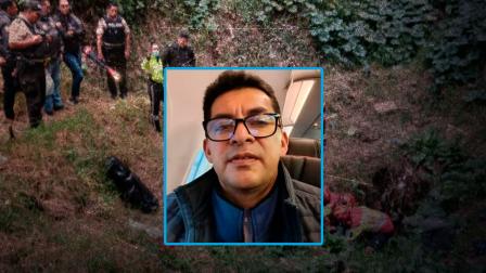 Composición fotográfica del hallazgo del cuerpo de Héctor Vinicio Rojas, funcionario público reportado como desaparecido en Quito.