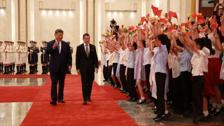 El presidente de la República Popular China, Xi Jinping, ofreció una ceremonia oficial de bienvenida al presidente de Ecuador, Daniel Noboa, en el Gran Palacio del Pueblo, en Beijing, el 18 de agosto de 2026.