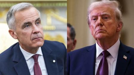Composición fotográfica del primer ministro de Canadá, Mark Carney, y el presidente de Estados Unidos, Donald Trump, con imágenes de archivo.