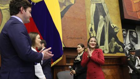 La presidenta de la Asamblea, Mishel Mancheno, tomó juramento a la asambleísta Katherine Pacheco el 25 de agosto de 2026.