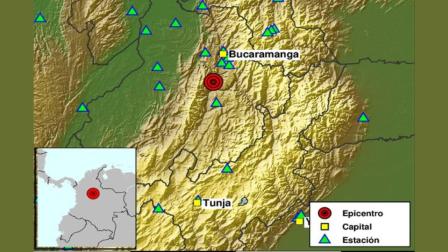 Reporte de un temblor en Colombia, con epicentro en Santander, registrado el 26 de agosto de 2026.