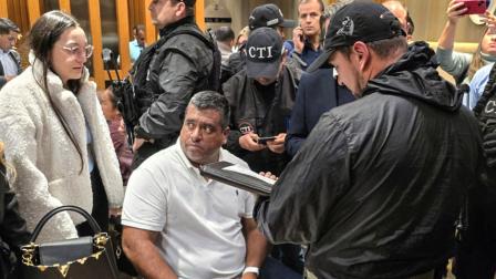 Día de la captura de Geovanny Andrés Rojas, alias 'Araña', líder de los Comandos de la Frontera, en un hotel de Bogotá, Colombia, el 12 de febrero de 2025.