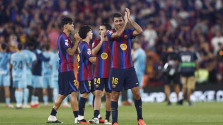 Rodri agradece a la hinchada culé tras su debut este jueves 27 de agosto de 2026 en el partido ante el Athletic Club por la segunda fecha de La Liga.