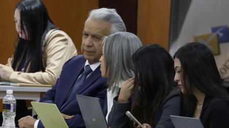 Lenín Moreno durante la lectura de la sentencia del caso Sinohydro, este 28 de agosto de 2026.