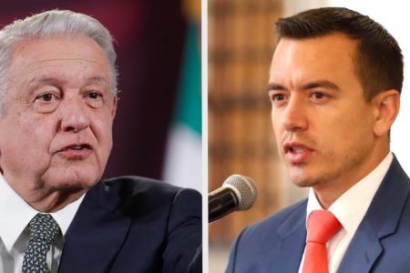 Los presidentes Andrés Manuel López Obrador, de México, y Daniel Noboa, de Ecuador.