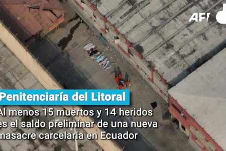 El martes 12 de noviembre, al menos 15 presos murieron y 14 más resultaron heridos por un nuevo enfrentamiento registrado en la Penitenciaría de Guayaquil, según informó el organismo estatal a cargo de las prisiones (SNAI).