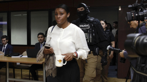 Diana Salazar, cuando aún era fiscal en una audiencia del caso Metástasis, en Quito, 14 de diciembre de 2025.