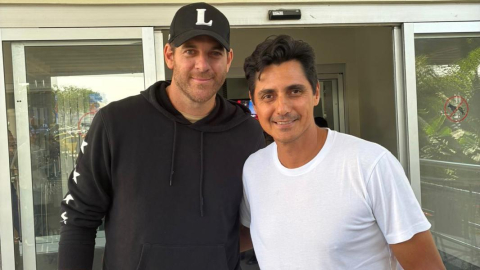 Nicolás Lapentti y Juan Martín del Potro en el aeropuerto José Joaquín de Olmedo de Guayaquil, el 17 de julio de 2025.