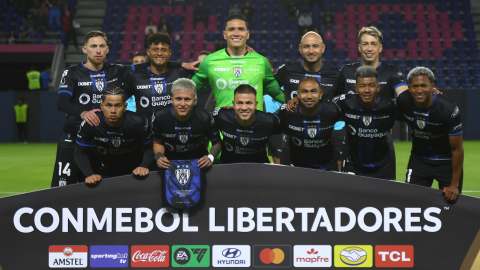 Los jugadores de Independiente del Valle, previo a un partido por Copa Libertadores, el 25 de agosto de 2026.