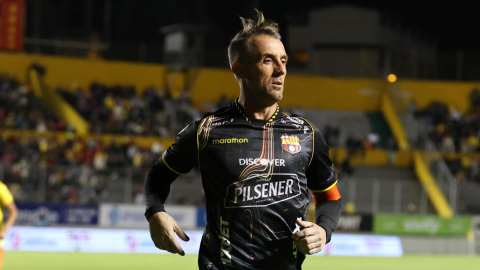 Damián 'Kitu' Díaz, jugador de Barcelona SC, en el partido ante Aucas por la fecha 29 de la LigaPro el 6 de septiembre, en Quito.