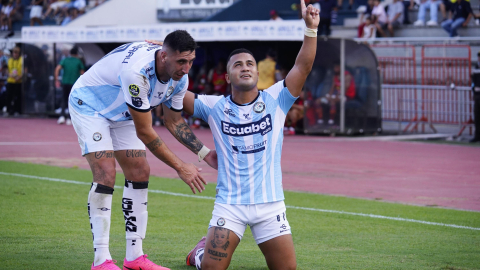 Los jugadores de Guayaquil City festejan un gol ante Mushuc Runa, el sábado 12 de septiembre de 2026.