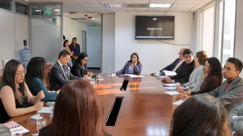 La presidenta del Consejo de la Judicatura, Mercedes Caicedo, en una reunión con jueces y vocales del organismo el 15 de septiembre de 2026.