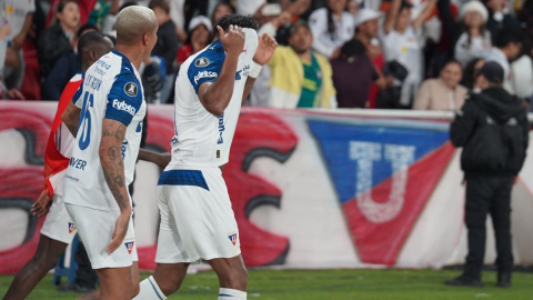Michael Estrada se lamenta en el partido de Liga de Quito ante Palmeiras por la Copa Libertadores, el 16 de septiembre de 2026.