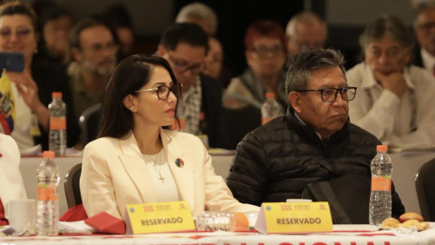 La excandidata presidencial del correísmo, Luisa González, en una conferencia política en México, el 8 de octubre de 2026.