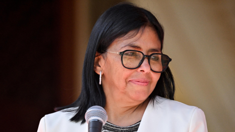 La presidenta interina de Venezuela, Delcy Rodríguez, ofrece una conferencia de prensa tras la firma de un acuerdo petrolero con Estados Unidos, 2 de septiembre de 2026.