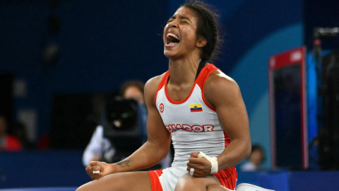 Lucía Yépez, luchadora ecuatoriana, el 7 de agosto, durante los Juegos Olímpicos de París 2024.