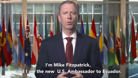 El embajador Mike Fitzpatrick envió un saludo a Ecuador a través de un video