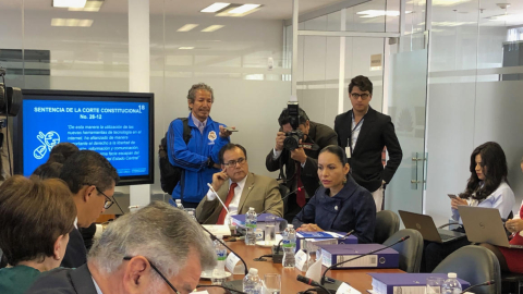 Diana Atamaint, presidenta del Consejo Nacional Electoral (CNE), en la Comisión de Participación Ciudadana de la Asamblea Nacional.