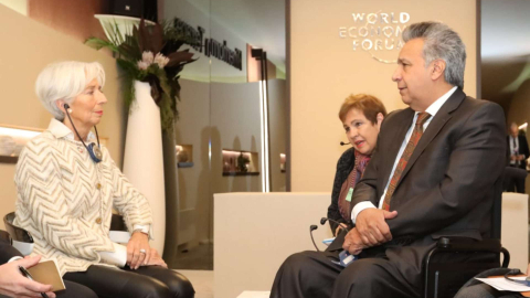 El Presidente Lenín Moreno se reunió con la directora del FMI, Christine Lagarde, en Davos en enero del 2019.