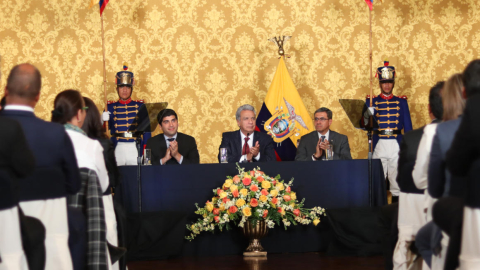 El presidente de la República, Lenín Moreno, dio la tarde del miércoles 3 de julio de 2019 la bienvenida a los nuevos integrantes de su gabinete ministerial los cuales fueron posesionados en el Palacio de Gobierno en acto oficial.