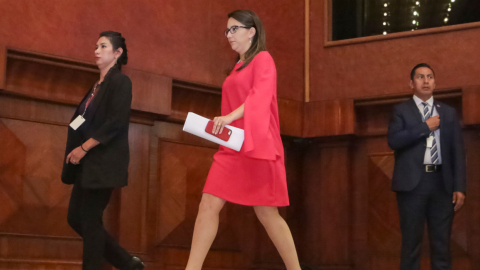 Verónica Espinosa en su última presentación en la Asamblea, el martes 13 de agosto.