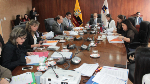 Los jueces de la Corte Constitucional, durante una sesión oficial, el 20 de agosto de 2019.