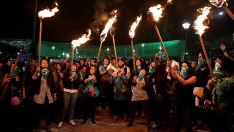 Manifestantes protestan  contra la negativa a la despenalización del aborto para víctimas de violación, casos de incesto, estupro o inseminación no consentida. 18 de septiembre de 2019.