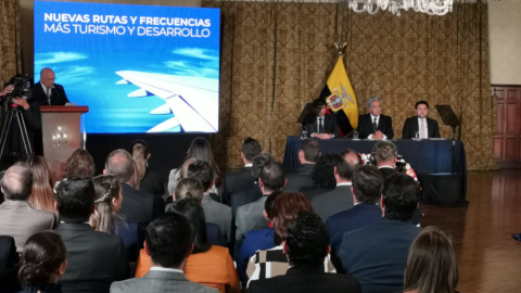 El presidente Lenín Moreno anunció las nuevas rutas que tendrá Latam en Ecuador, el martes 17 de septiembre