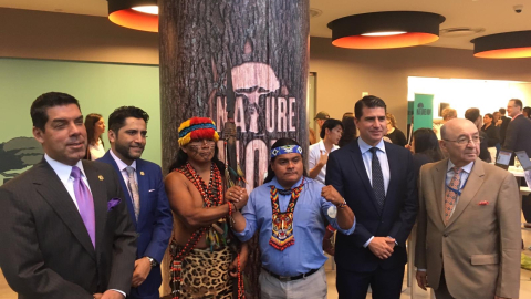 La delegación ecuatoriana que participó en el foro de la Cumbre de Acción Climática, en Nueva York. 