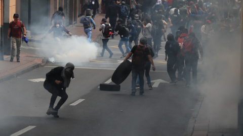 Protestas en Quito durante el paro nacional de transporte,