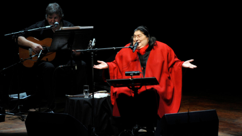 La cantante argentina Mercedes Sosa durante una presentación en octubre de 20018 e Tel Aviv.