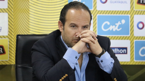 Francisco Egas, presidente de la Federación Ecuatoriana de Fútbol (FEF), en una rueda de prensa en la Casa de la Selección, el 7 de noviembre de 2019.