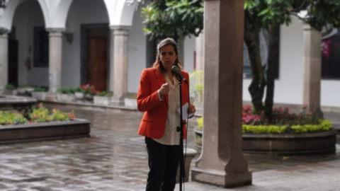 La ministra de Gobierno, María Paula Romo, en el Palacio de Gobierno, el 12 de noviembre de 2019.