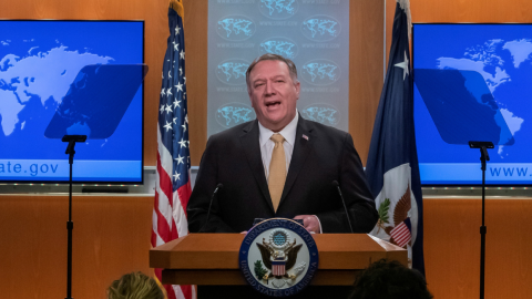 El secretario de Estados de EE.UU., Mike Pompeo, en una rueda de prensa, en noviembre de 2019.