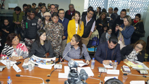 La prefecta Paola Pabón acudió a la Asamblea Nacional, a la Comisión que investiga el paro, para rendir su testimonio, el 11 de noviembre de 2019.