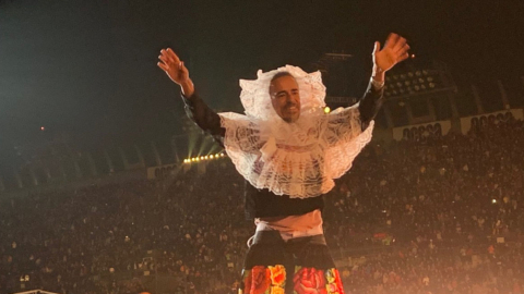 Rubén Albarrán, vocalista de Café Tacvba, durante su presentación de Foro del Sol, en Ciudad de México, el 8 de diciembre de 2019.