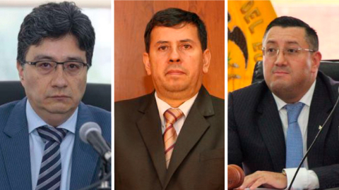 Marco Rodriguez (izq), Iván León e Iván Saquicela son los jueces del caso "Sobornos 2012-2016".