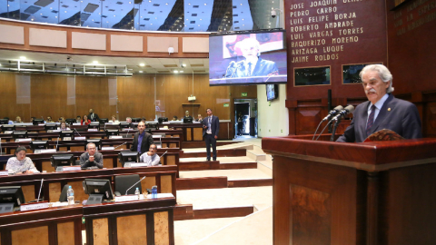 El exministro de Cultura, Raúl Pérez Torres, en su ponencia ante el pleno, el 15 de enero de 2020.