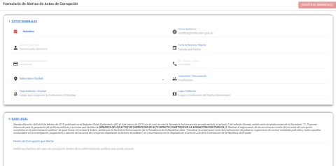 Formulario de alertas de actos de corrupción.