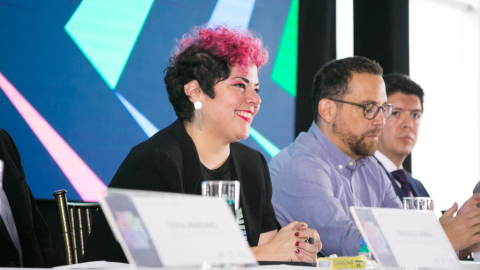 María Fernanda Ampuero durante la inauguración de la Feria Internacional del Libro de Quito, el 18 de diciembre de 2019.