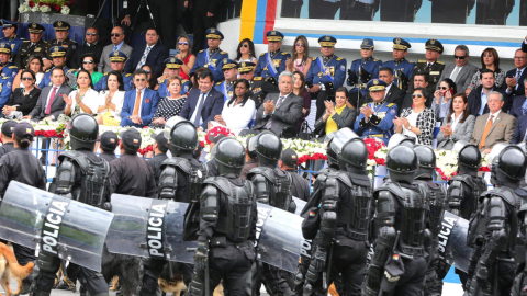 El presidente Lenín Moreno presidió la ceremonia de aniversario de la Policía, el 3 de marzo de 2020.