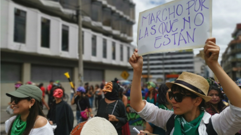 Manifestación en Quito por el Día Internacional de la Mujer, este 8 de marzo de 2020.